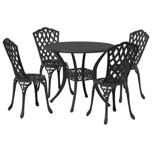 vidaXL Garden Dining Set 5 pcs Black Aluminium