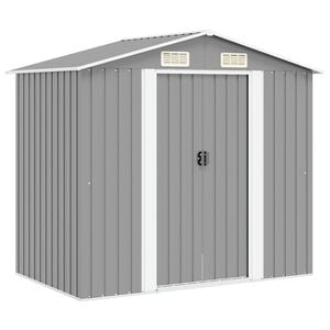 vidaXL Garden Storage Shed Grey Metal 204x132x186 cm
