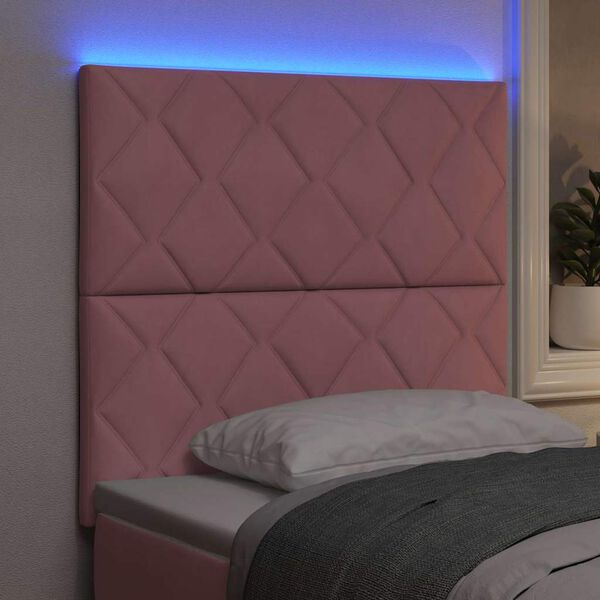 vidaXL LED Headboard with Headboard Pink 100 cm Faux Leather