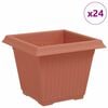 vidaXL Square Flower Pot 24 pcs Brick Red 33 x 33 x 26 cm Plastic