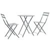 vidaXL 3 Piece Bistro Set Steel Grey