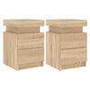 vidaXL Bedside Cabinets with LED Lights 2 pcs Sonoma Oak 35x39x55 cm