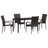 vidaXL Garden Dining Set 5 pcs Brown Powder-Coated Steel