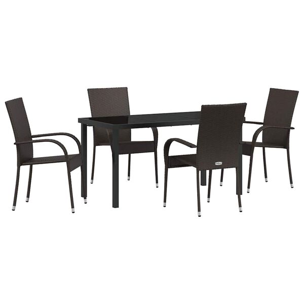 vidaXL Garden Dining Set 5 pcs Brown Powder-Coated Steel
