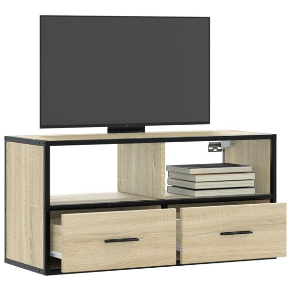 vidaXL TV Cabinet Sonoma Oak 80x31x39.5 cm Engineered Wood and Metal