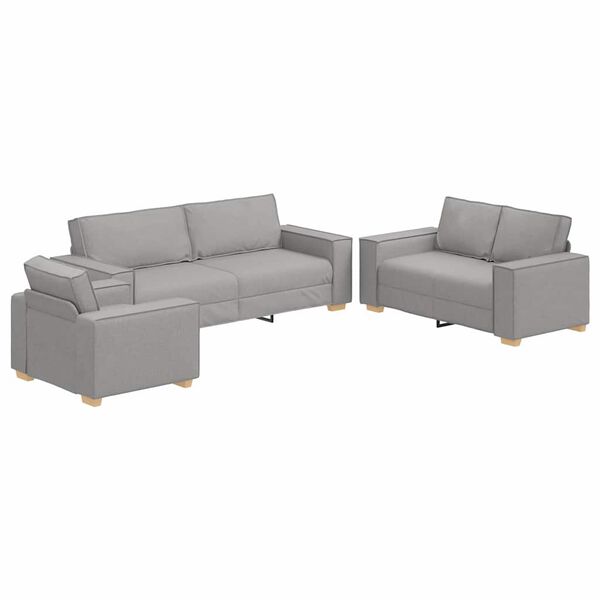 vidaXL Sofa 3 pcs Cloud Grey Fabric