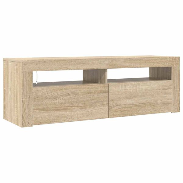 vidaXL TV Cabinet with LED Lights Sonoma Oak 120x35x40 cm