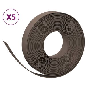 vidaXL Garden Edgings 5 pcs Brown 10 m 10 cm Polyethylene