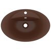 vidaXL Luxury Basin Overflow Oval Matt Dark Brown 58.5x39 cm Ceramic