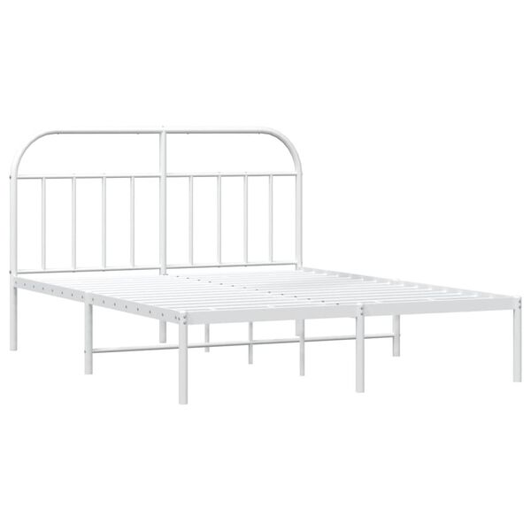 vidaXL Metal Bed Frame without Mattress with Headboard White 140x200cm