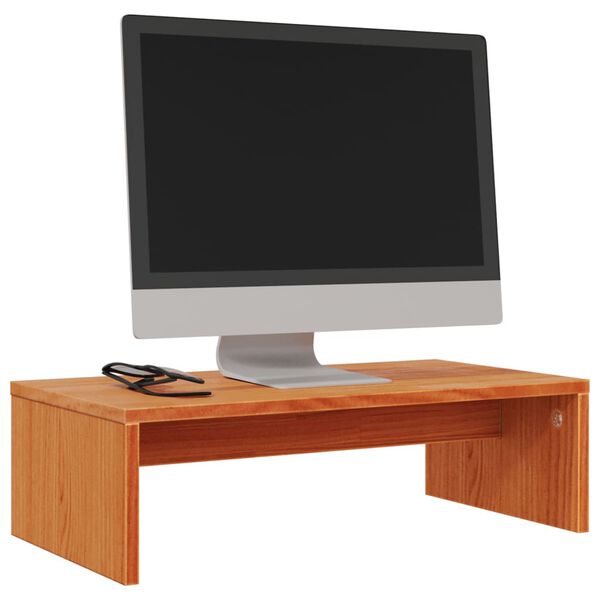 vidaXL Monitor Stand Wax Brown 50x27x15 cm Solid Wood Pine