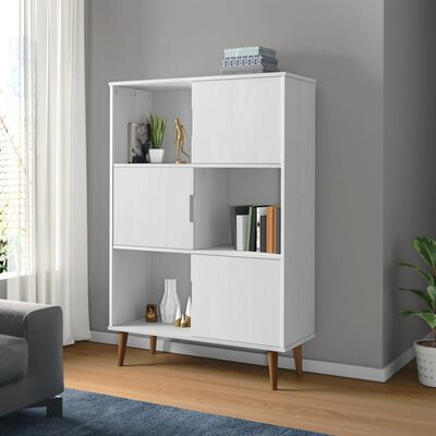 vidaXL Bookcase MOLDE White 90x35x133,5 cm Solid Wood Pine