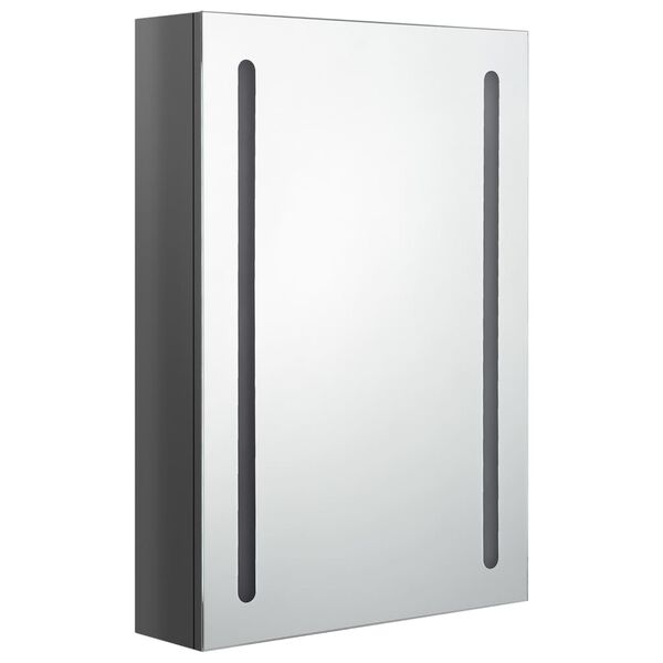 vidaXL LED Bathroom Mirror Cabinet Shining Grey 50x13x70 cm