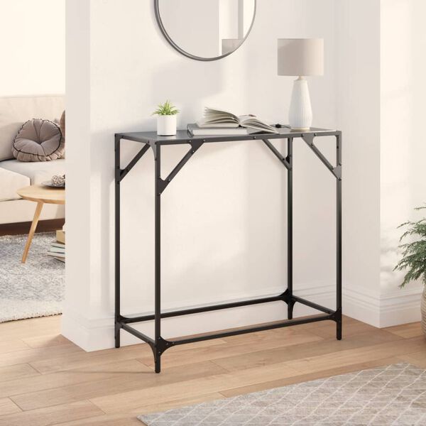vidaXL Console Table with Black Glass Top 80x35x81 cm Steel