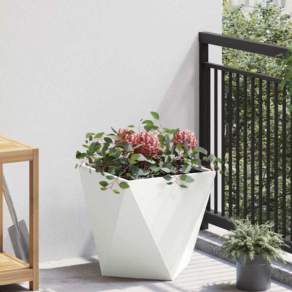 vidaXL Planter White 40 x 40 x 40 cm Steel