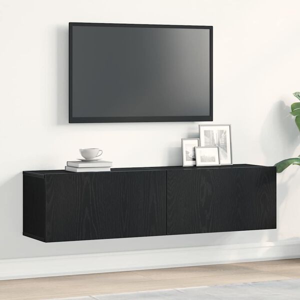 vidaXL TV Cabinet Black Oak 120x30x30.5 cm Engineered Wood
