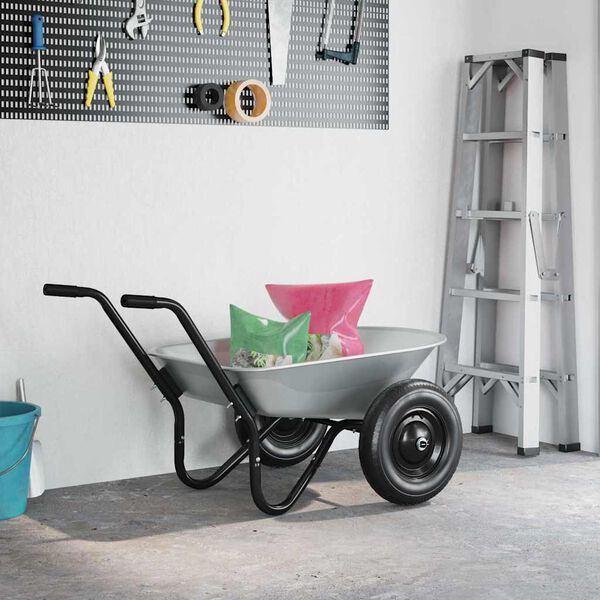 vidaXL Wheelbarrow Tray Replacement Silver 90 x 63 x 28 cm