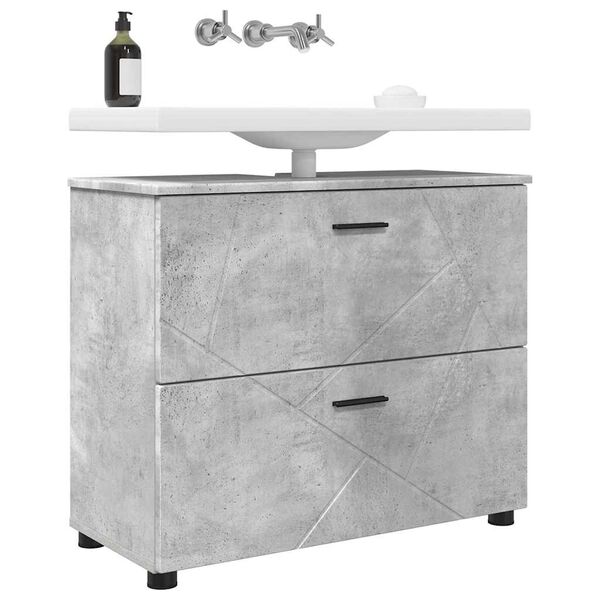 vidaXL Bathroom Cabinet with Drawer Concrete Grey 76.5 x 35 x 64 cm