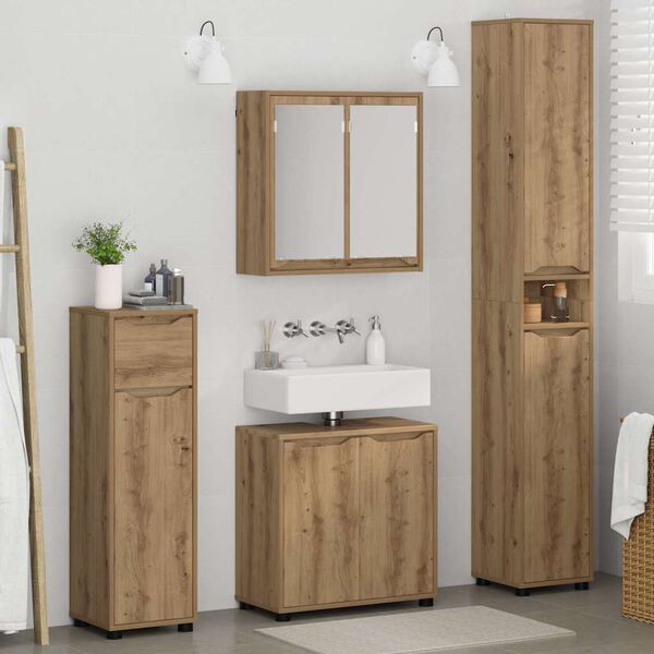 vidaXL Bathroom Furniture Set Manual 4 pcs Artisan Oak Engineered Wood