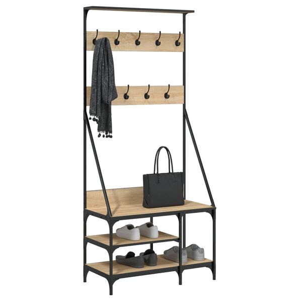 vidaXL Clothes Rack with Shoe Storage Sonoma Oak 80x40x184 cm