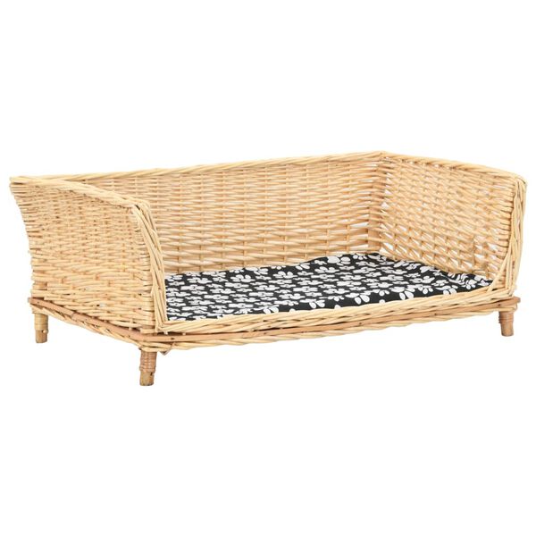 vidaXL Dog Basket with Cushion 90x54x35 cm Natural Willow