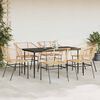 vidaXL 7 Piece Garden Dining Set Brown Poly Rattan Glass