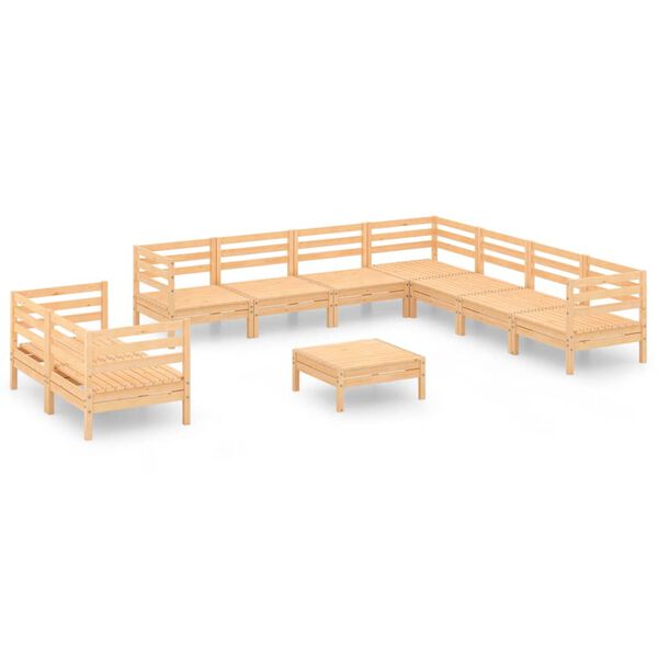 vidaXL 10 Piece Garden Lounge Set Solid Wood Pine