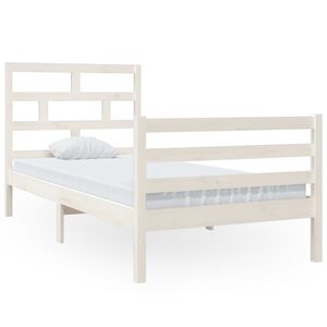 vidaXL Bed Frame without Mattress White Solid Wood 90x200 cm (810416+814175)