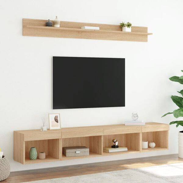 vidaXL 5 Piece TV Wall Units with LED Sonoma Oak Engineered Wood