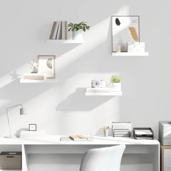 vidaXL Floating Wall Shelves 4 pcs High Gloss White 40x23x3.8 cm MDF