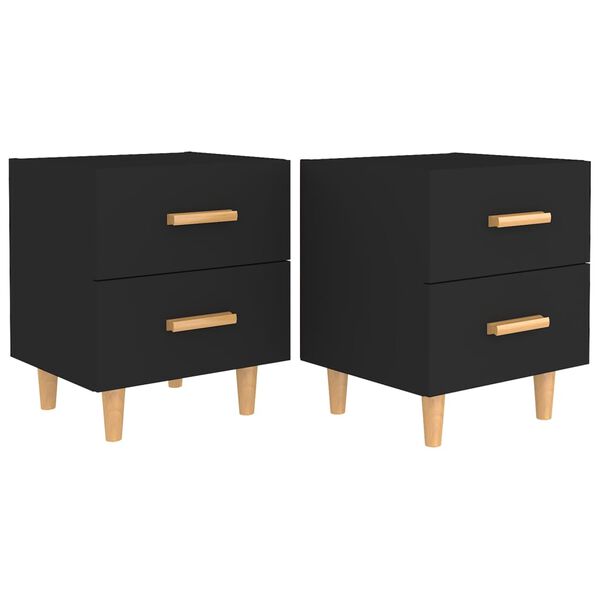 vidaXL Bed Cabinets 2 pcs Black 40x35x47.5 cm