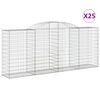vidaXL Arched Gabion Baskets 25 pcs 300x50x120/140 cm Galvanised Iron