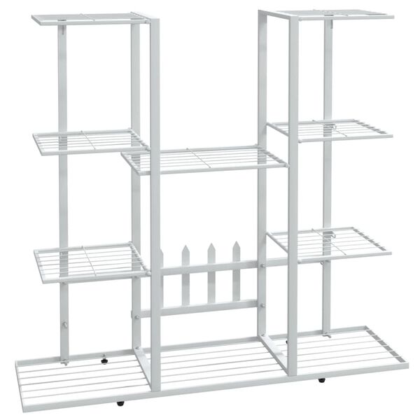 vidaXL Flower Stand 94.5x25x89 cm White Iron
