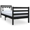 vidaXL Bed Frame without Mattress Black Small Single Solid Wood