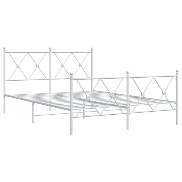 vidaXL Metal Bed Frame without Mattress with Footboard White 140x190cm