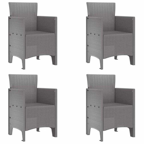 vidaXL Garden Chair 4 pcs Light grey 53 x 49 x 85 cm PP