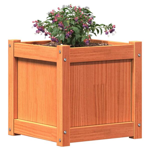 vidaXL Garden Planters 2 pcs Wax Brown Solid Wood Pine