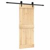 vidaXL Sliding Door Natural and Black 80 x 210 cm Solid Pine Wood