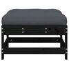 vidaXL Garden Footstool with Cushion Black Solid Wood Pine