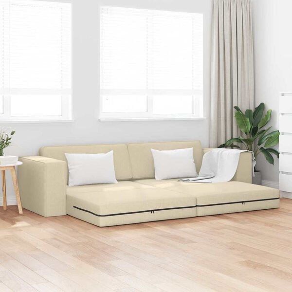 vidaXL Sofa Bed Cream 245 x 78 x 77 cm Fabric