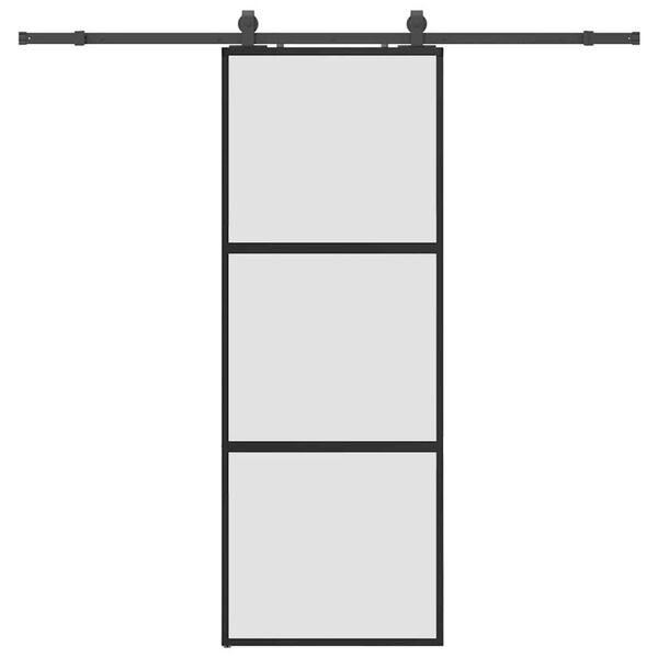 vidaXL Sliding Door with Hardware Set Black 76x205 cm Tempered Glass