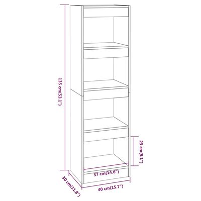vidaXL Book Cabinet/Room Divider White 40x30x135 cm
