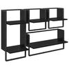 vidaXL Wall Shelf Set Wall-Mounted 4 pcs Black Oak 65 x 25 x 30 cm