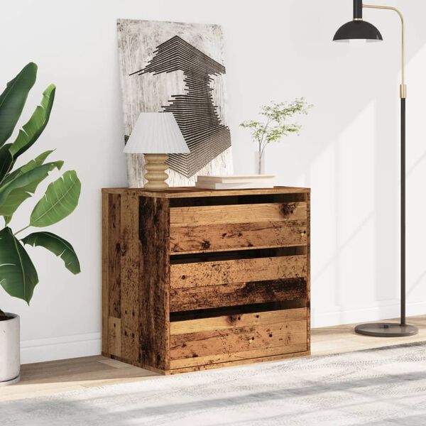 vidaXL Corner Chest of Drawers Old Wood 60x41x58 cm Engineered Wood