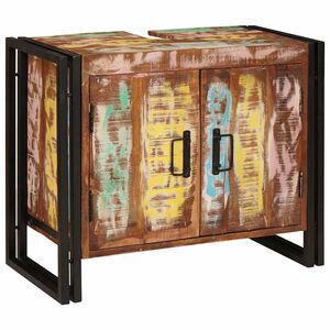 vidaXL Bathroom Sink Cabinet with Door Solid Reclaim wood and Iron