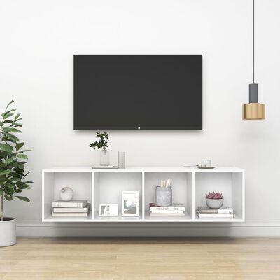 vidaXL Wall-mounted TV Cabinet White 37x37x142.5 cm Chipboard