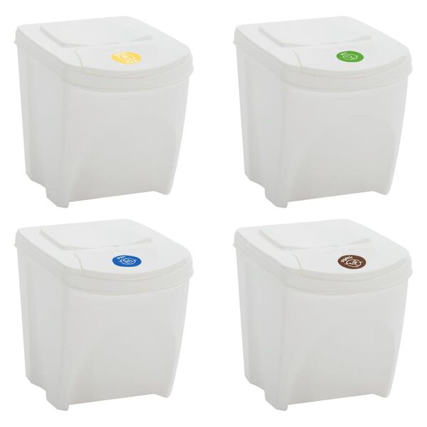vidaXL Stackable Garbage Bin Boxes 4 pcs White 100 L Polypropylene