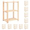 vidaXL 3-Tier Storage Racks 10 pcs 60x38x90 cm Solid Pinewood 150 kg
