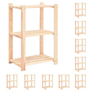 vidaXL 3-Tier Storage Racks 10 pcs 60x38x90 cm Solid Pinewood 150 kg
