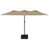 vidaXL Double-Head Garden Parasol with LEDs Taupe 449x265 cm